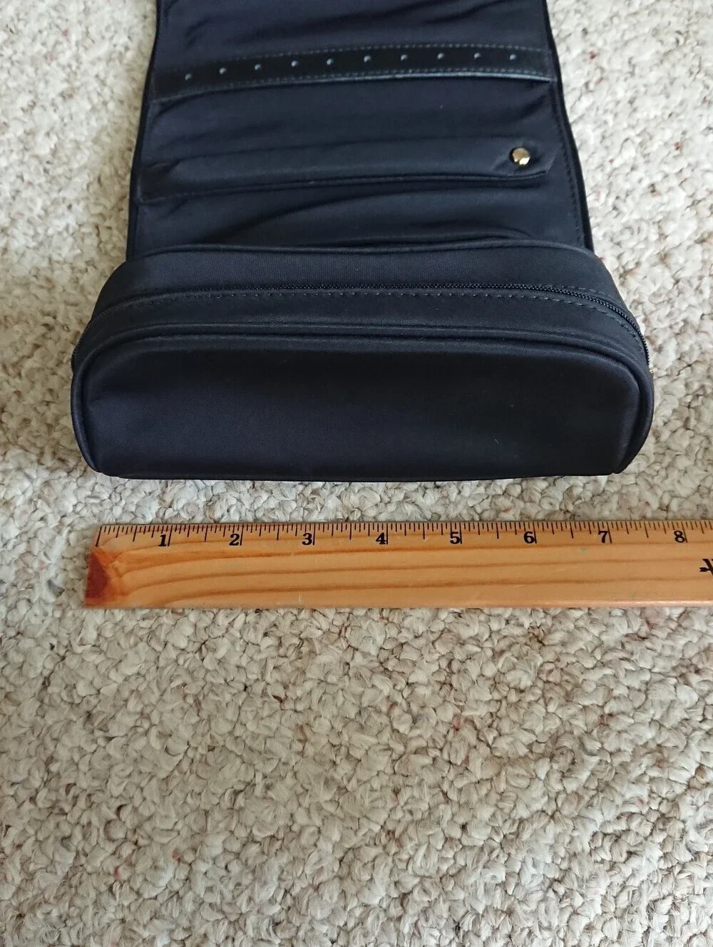 kate spade black nylon zip cosmetic pouch with gold logo